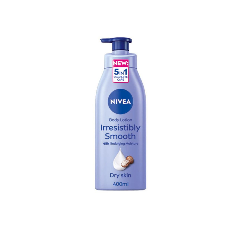 NIVEA Irresistibly Smooth Body Lotion (400ml), NIVEA Moisturiser for Dry Skin made with Deep Moisture Serum and Shea Butter, Smooth Skin NIVEA Body Lotion