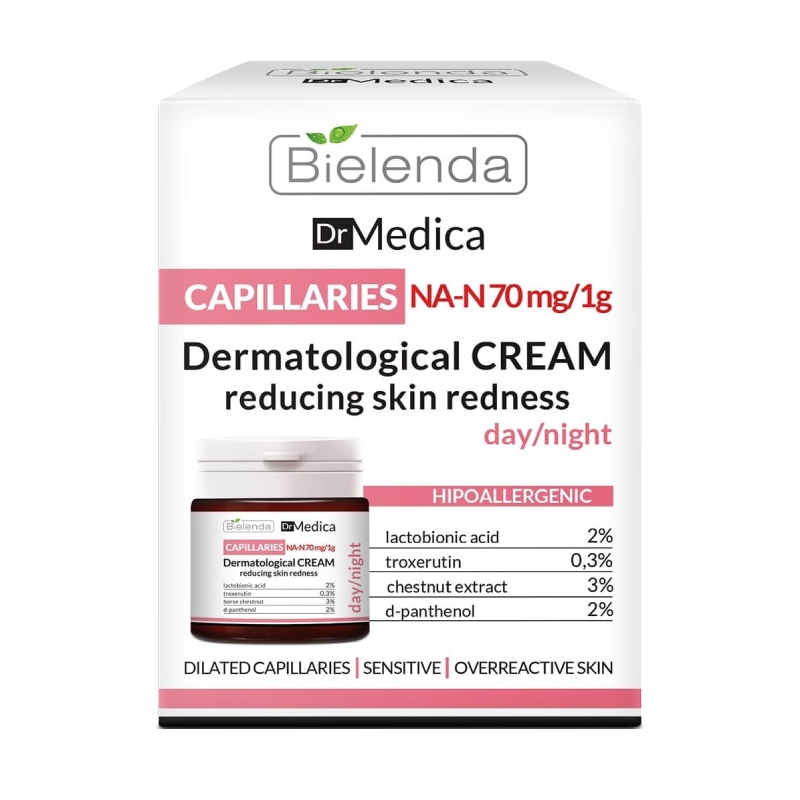 Bielenda Dr Medica Capillaries Dermatological Face Serum Reducing Skin Redness Day Night 30ml
