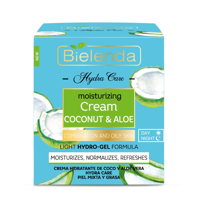 Bielenda Hydra Care Moisturising Face Cream Coconut & Aloe Combination Skin 50ml